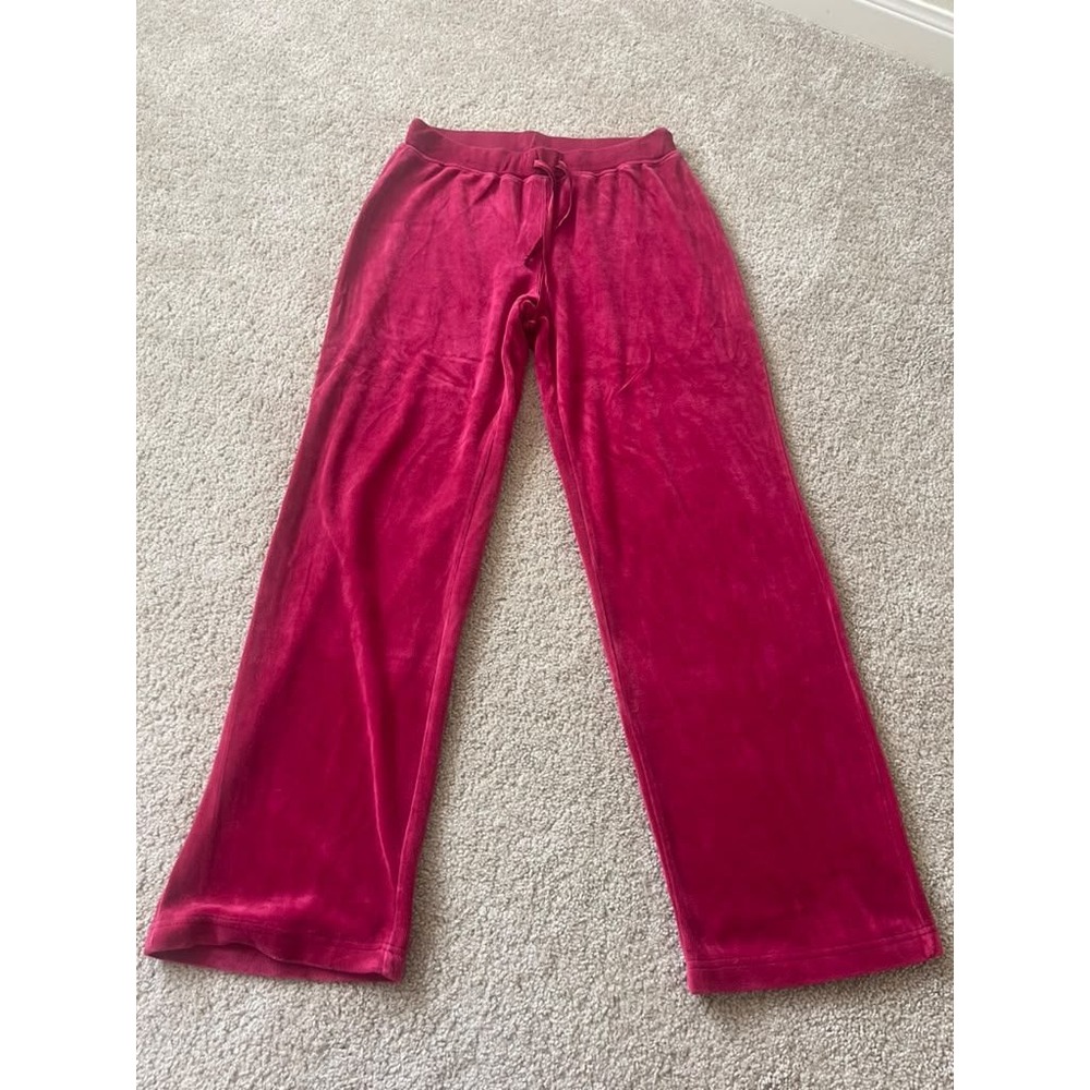 NYL New York Laundry Women Magenta Pink Velour Wide Leg Track Pants Medium